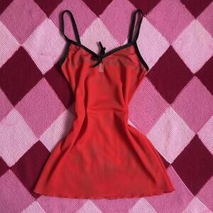 y2k red fishnet lingerie babydoll dress